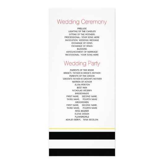 Schedels en strepen rood Halloween bruiloft progra Reclamekaart (Achterkant)