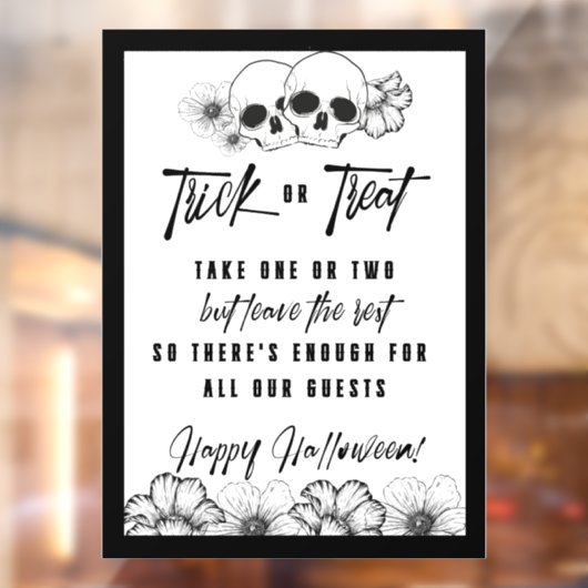 Schedels Flowers Halloween trick or treat Raamsticker (Vel 2)