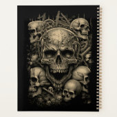 Schedels Groepering Beige op Black Gothic Scary Planner (Achterkant)