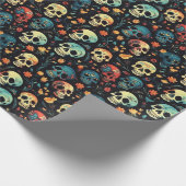 Schedels in Bloom Halloween inpakpapier (Hoek)