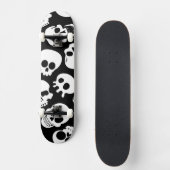 Schedels in zwart achtergrondpatroon skateboard (Voorkant)