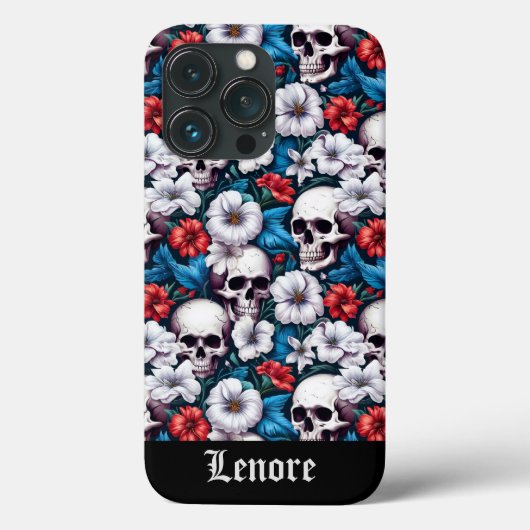 Schedels met rode en witte bloemen Case-Mate iPhone case (Achterkant)
