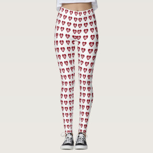 Schedels met Rode Harten Patroon Halloween Leggings