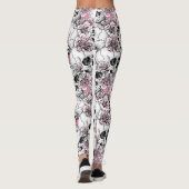 Schedels met roze bloemen leggings (Achterkant)