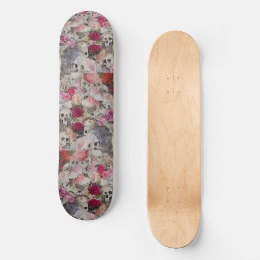Schedels met Rozen Skateboard (Voorkant)