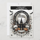 Schedels Pompoen spookhuis Halloween Bash Gothic Kaart (Voorkant)