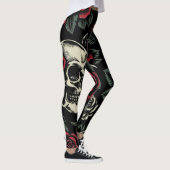 Schedels & Rode Rozen Gotische Bloemen Leggings (Rechts)