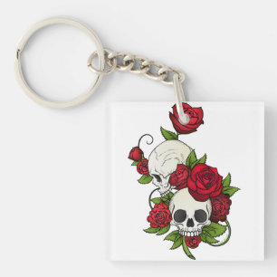 Schedels Roses Día DE Muertos Sleutelhanger