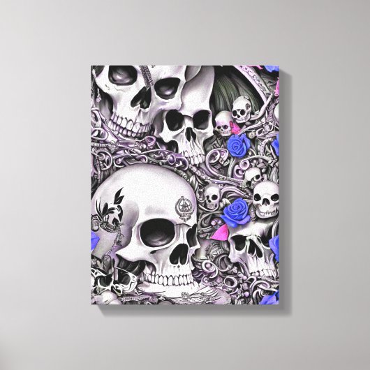 Schedels & Rozen Canvas Afdruk (Voorkant)