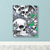 Schedels & Rozen Canvas Afdruk (Insitu (Houten vloer))