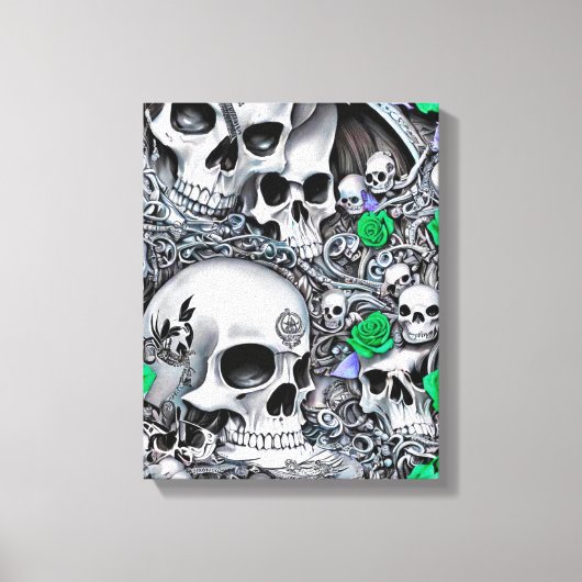 Schedels & Rozen Canvas Afdruk (Voorkant)