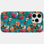Schedels Rozen en Vlinders  Bloemen Blauwgroen Case-Mate iPhone Case (Achterkant (horizontaal))