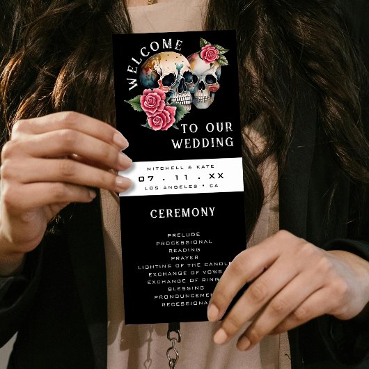 Schedels & Rozen Zwart Bruiloft Programma