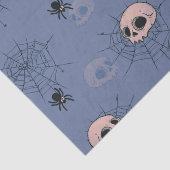 Schedels Spinnen Spinnenwebben Blauw Halloween Tissuepapier (Detail)