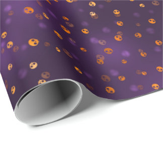 Schedels Spooky Bokeh Paarse Halloween Patroon Cadeaupapier