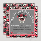 Schedels van suiker voor de Dag van de Doden, zigz Kaart (Voorkant / Achterkant)