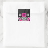 Schedels Vape Zebra Bling Vierkante Sticker (Tas)