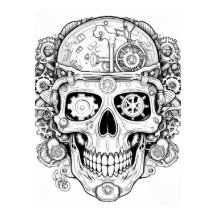 Schedelschedel Afbeelding Zwart + Wit op een Muur