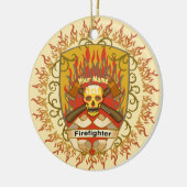 Schedelschild brandweerman keramisch ornament (Links)