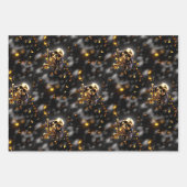 Schedelskelet gezicht zwart goud piraten thema inpakpapier vel (Voorkant 3)