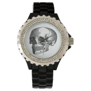 schedelvrouwen Rhinestone Black Wristwatch Horloge
