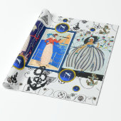 SCHEEPS DECO SCHOONHEID MODE BLAUWE EDELSTEEN MONO CADEAUPAPIER (Uitgerold)