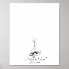 Scheeps Huwelijk Vingerafdruk Gastboek N.2 Poster
