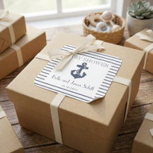 Scheepsanker baby shower Navy Blauw Wit Streep