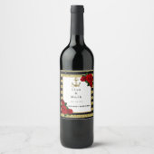 Scheepsanker Goud Zwart Gestreepte Wijnlabels Wijn Etiket (Voorkant)