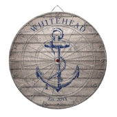 Scheepsanker-monogram Beige Hout Dartbord (Voorkant)