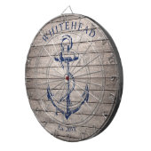 Scheepsanker-monogram Beige Hout Dartbord (Voorkant Rechts)