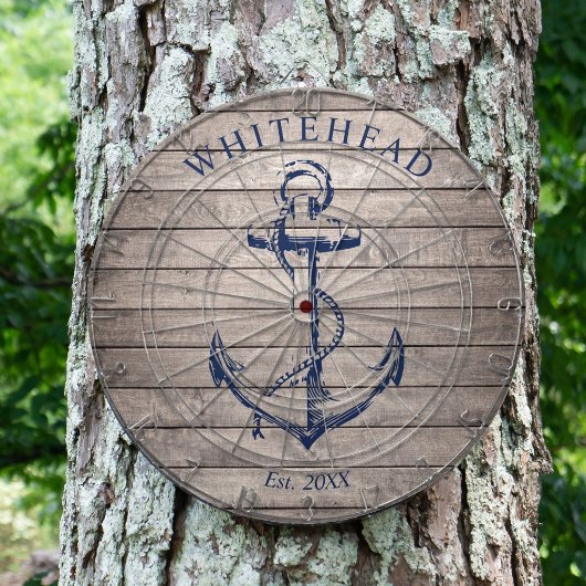 Scheepsanker-monogram Beige Hout Dartbord