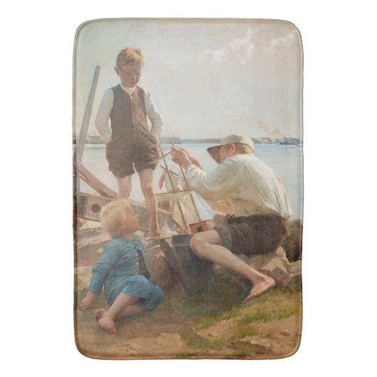 Scheepsbouwers (door Albert Edelfelt) Badmat (Voorkant Verticaal)