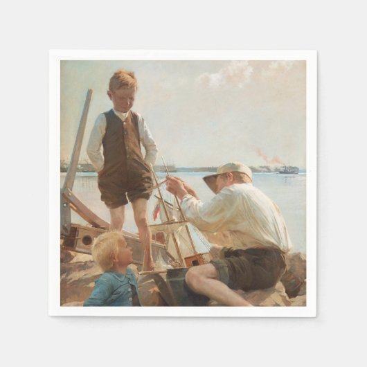 Scheepsbouwers (door Albert Edelfelt) Servet (Voorkant)