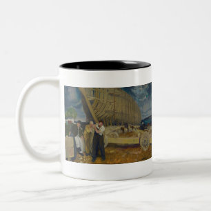 Scheepsbouwers - The Rope - George Bellows Tweekleurige Koffiemok