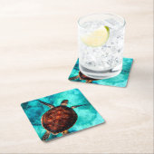 Scheepschildpad voor Zee Vierkante Kartonnen Onderzetter (Insitu)