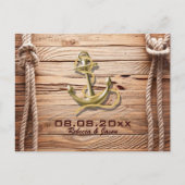 scheepsdok hout strand anker nautisch save the dat aankondigingskaart (Voorkant)