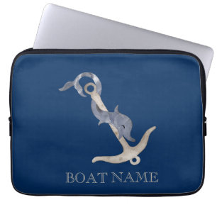 Scheepsgeest Anker Dolfijn Marineblauw Laptop Sleeve