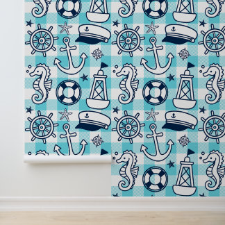 Scheepskledders – Turkoois & Marineblauw Kust Ging Behang
