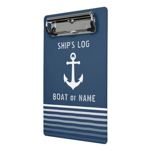 Scheepslogboek Uw Bootnaam  Nautisch Anker Mini Klembord (Angled2)