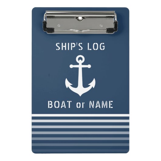 Scheepslogboek Uw Bootnaam  Nautisch Anker Mini Klembord (Voorkant)