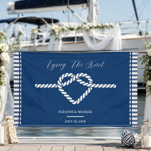 Scheepsmarine Blauw Strikdas Knoop Strepen Trouwen Spandoek