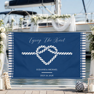 Scheepsmarine Blauw Strikdas Knoop Strepen Trouwen Spandoek