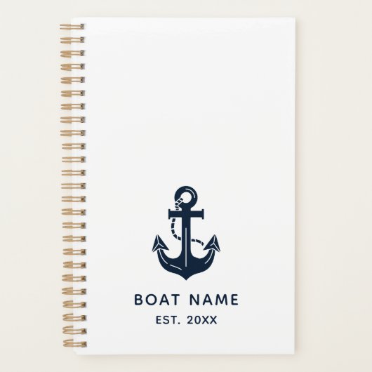 Scheepsmarineblauw Aangepaste Bootnaam Planner (Voorkant)