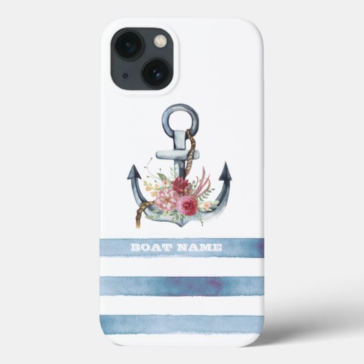 Scheepsnaam, Anker Bloemen Strepen Case-Mate iPhone Case (Achterkant)