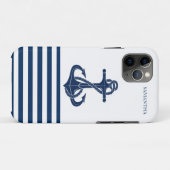 Scheepsnaam,Anker Marineblauw Wit Gestreept Case-Mate iPhone Case (Achterkant (horizontaal))