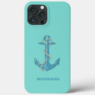 Scheepsnaam,Anker,Touw,Muntgroen iPhone 13 Pro Max Hoesje