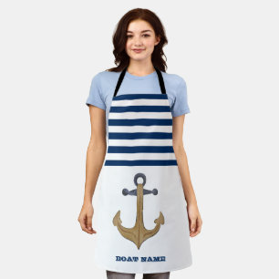 Scheepsnaam, Klassiek anker marineblauwe streep Schort