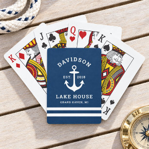 Scheepsnaam Meer Huis Achternaam Monogram Pokerkaarten