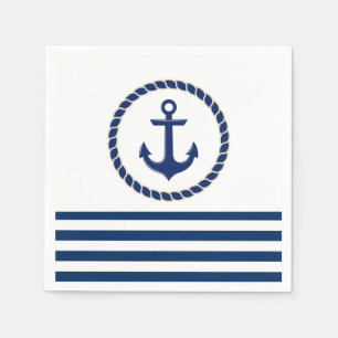 Scheepsnaam Nautical,Anker Marineblauw Gestreept Servet